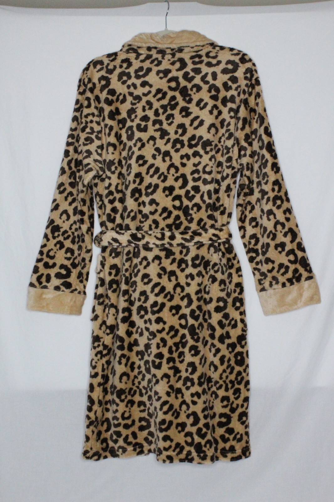 Christian Siriano New York Brown Animal Print Fleece Long Sleeve Robe Women L