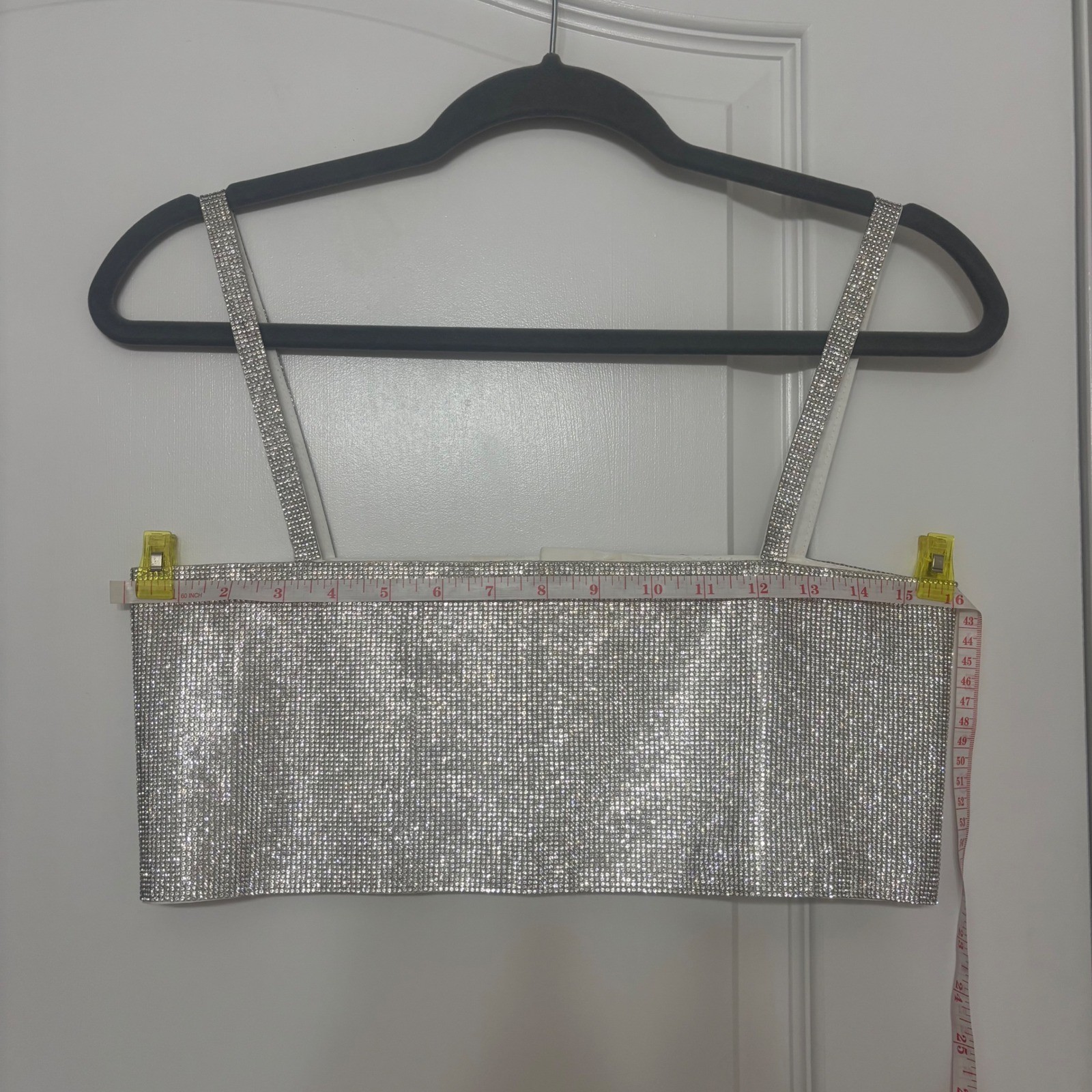 12th Tribe Silver Rhinestone Crystal Sparkly Crop Top Bralette Festival Season