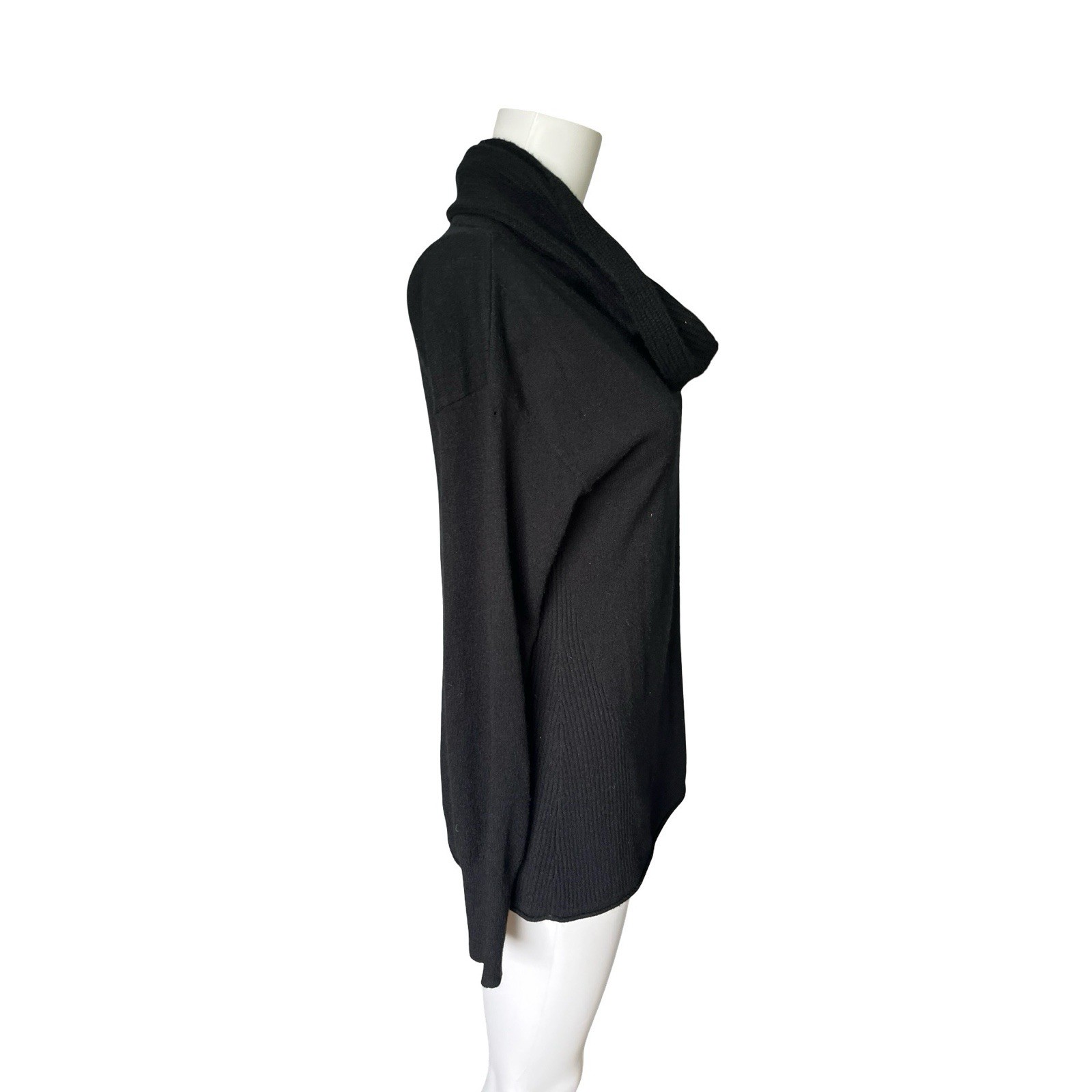Nordstrom Cashmere Sweater Black Cowl Neck Long Sleeve Soft Womens Size Small