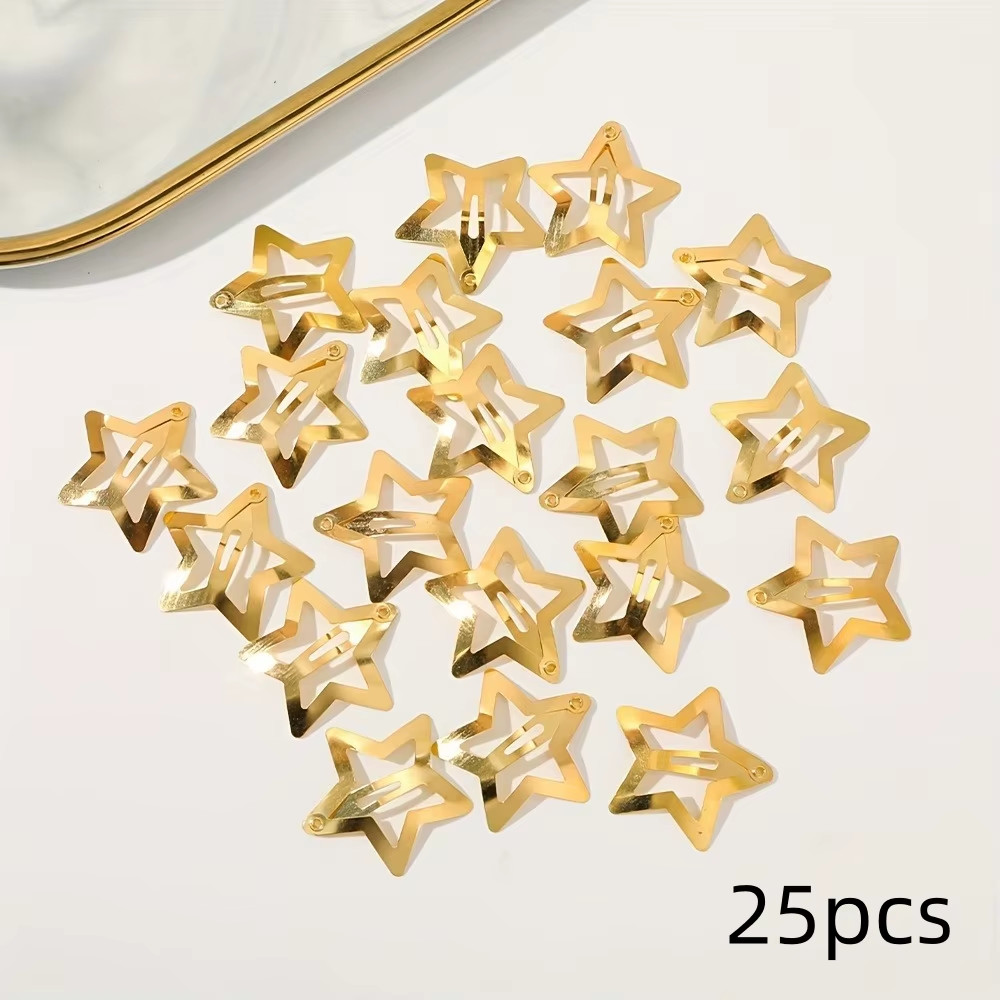 2-100Pcs Star Hair Clips for Girls Filigree Star Metal Snap Clip Hairpins Barret