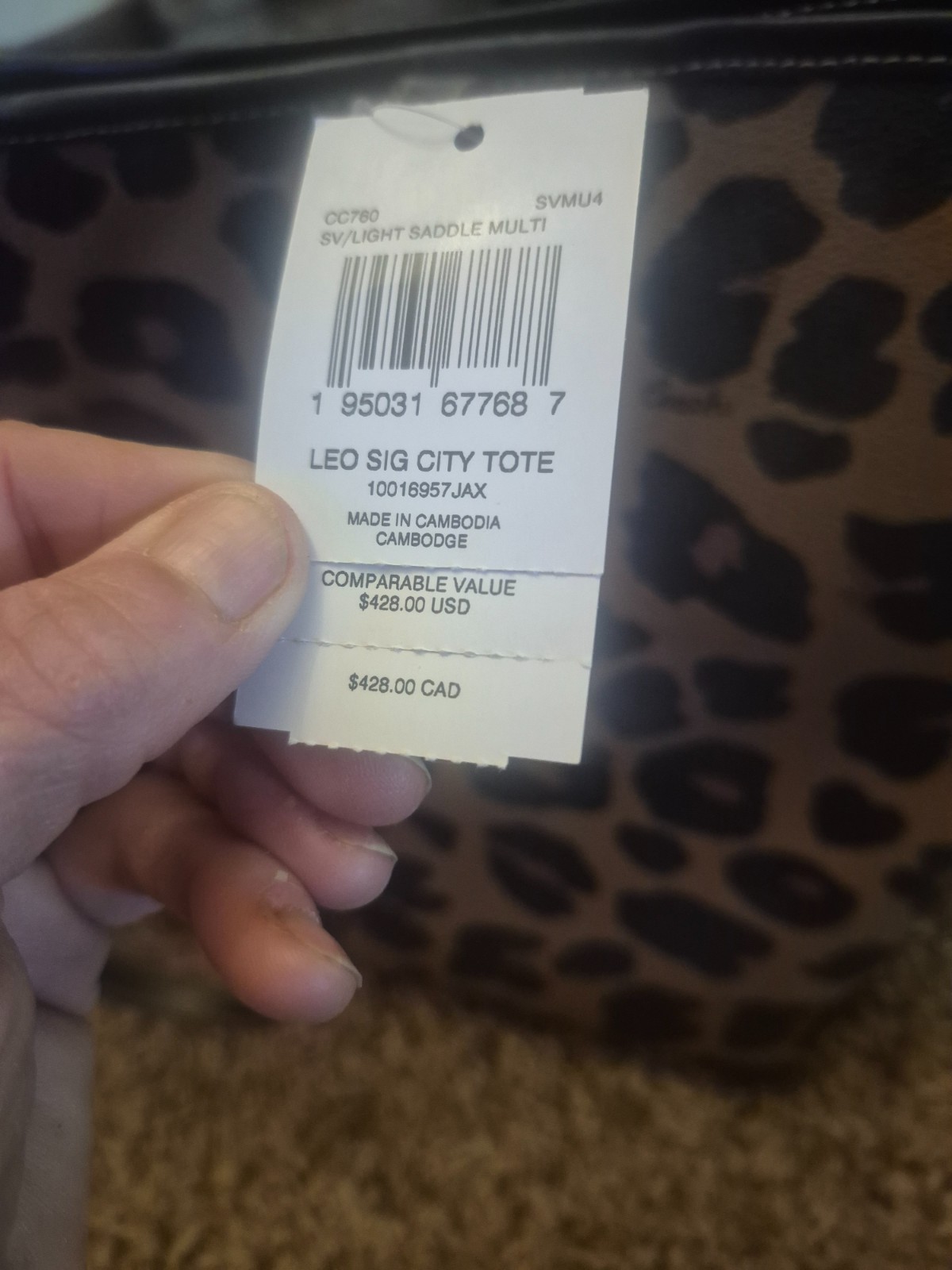 Coach cheetah tote bag