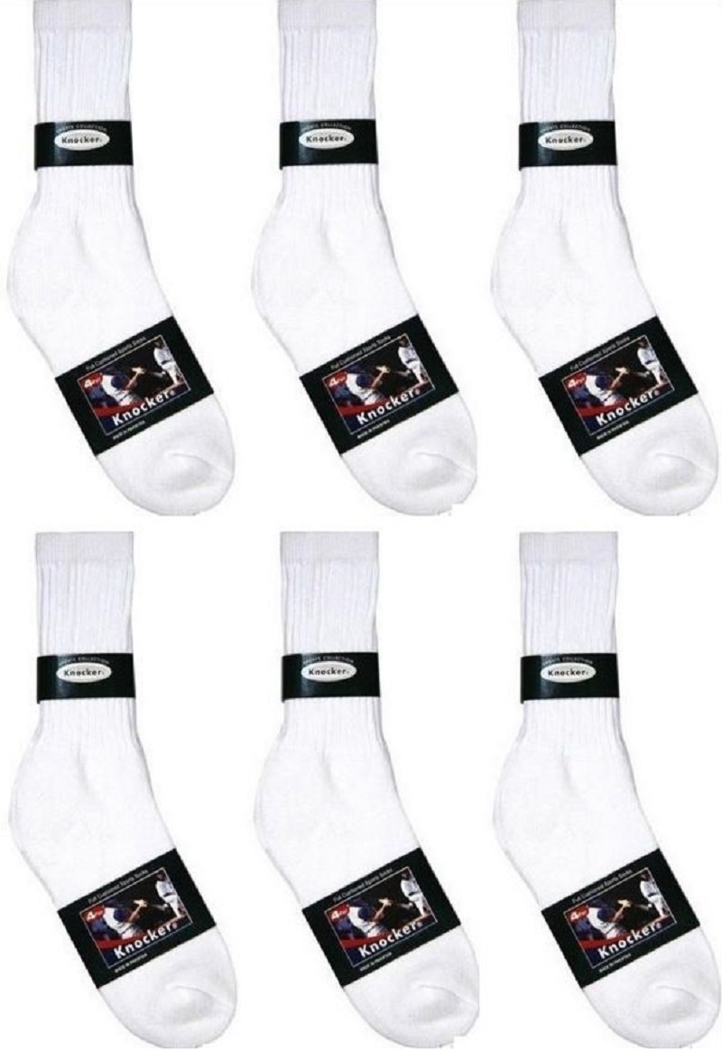 Wholesale Dozens Lot Knocker Sport Cotton Crew Socks White Black Grey 9-11 10-13