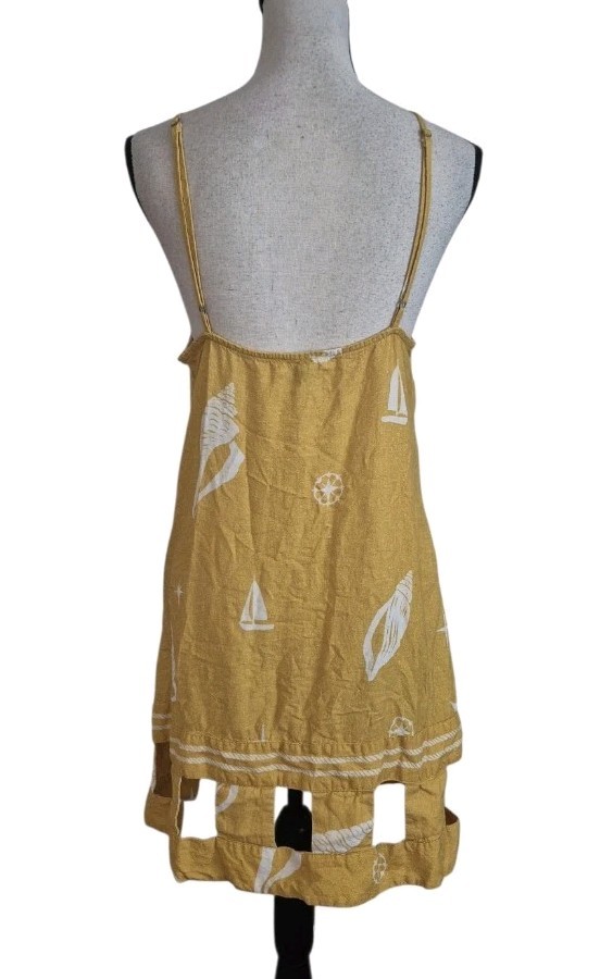Anthropologie Celandine Cutout Mini Dress Yellow Size Medium Coastal Beach