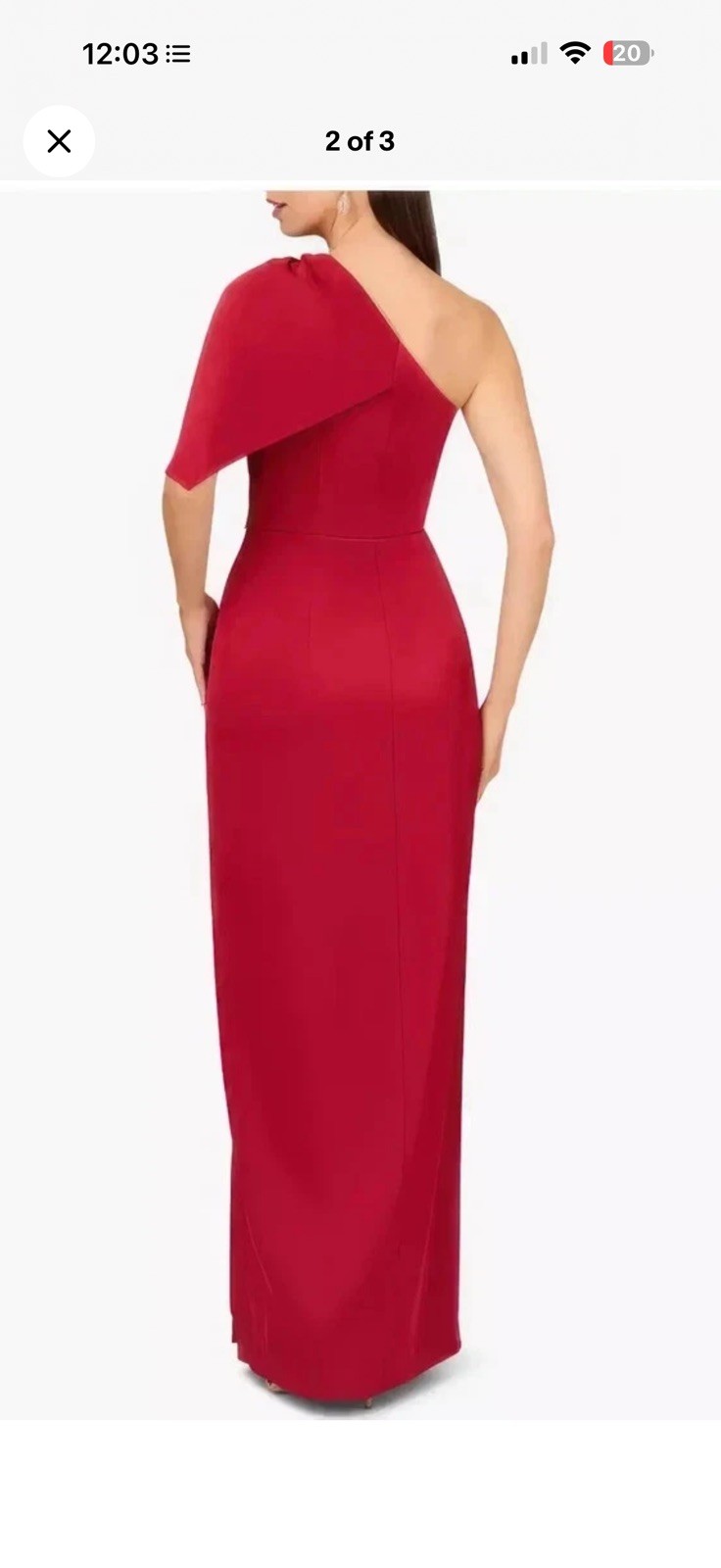 Aidan Mattox by Adrianna Papell Matador Red Satin One Shoulder Gown Size 10 $350