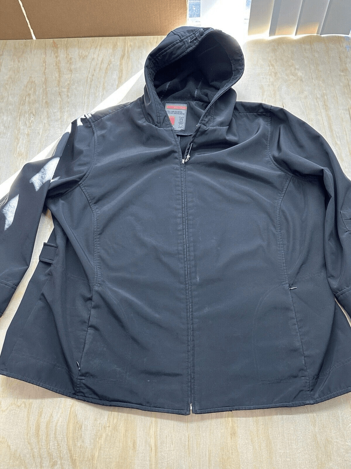 Avenue Womens Jacket Parka Black 26/28 Hooded Zip Snap Up Pockets Insulated Coat