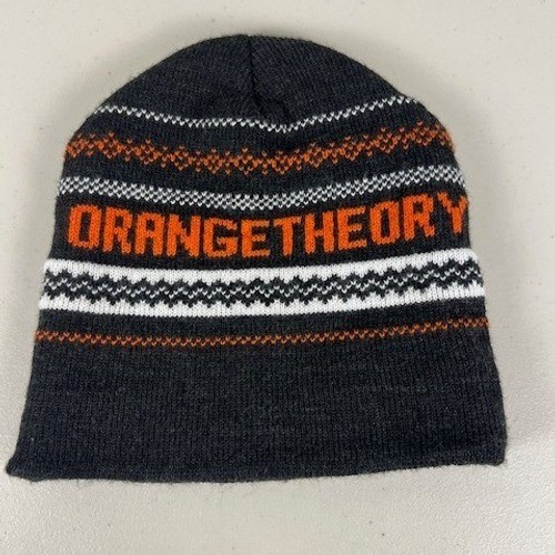 Orangetheory Fitness Beanie Knit Hat Charcoal Grey Orange Splat Logo Winter Cap