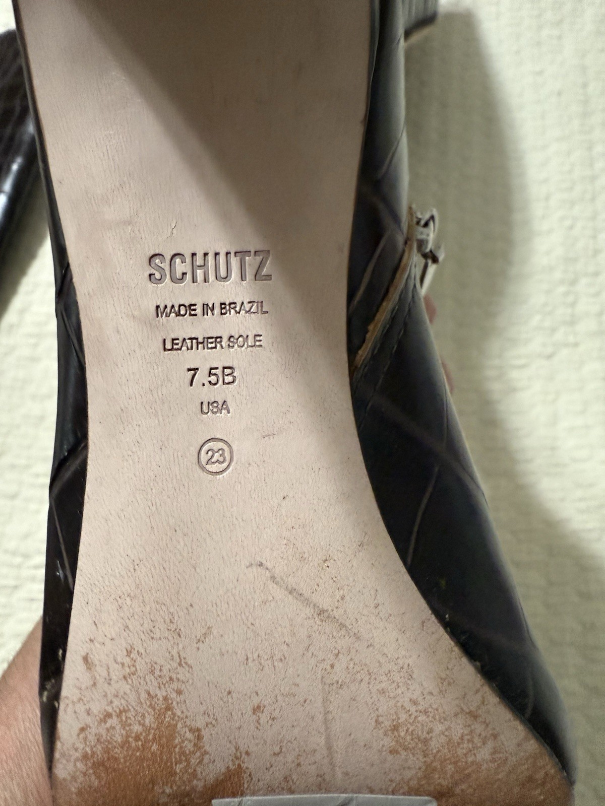 Schutz Daisy Crocodile Embossed High Boots Brown Size 7.5B