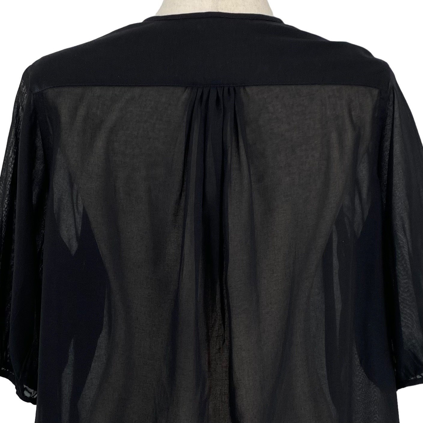 Jussara Lee Slow Fashion Black Sheer Blouse OS Minimalist Sustainable Quality