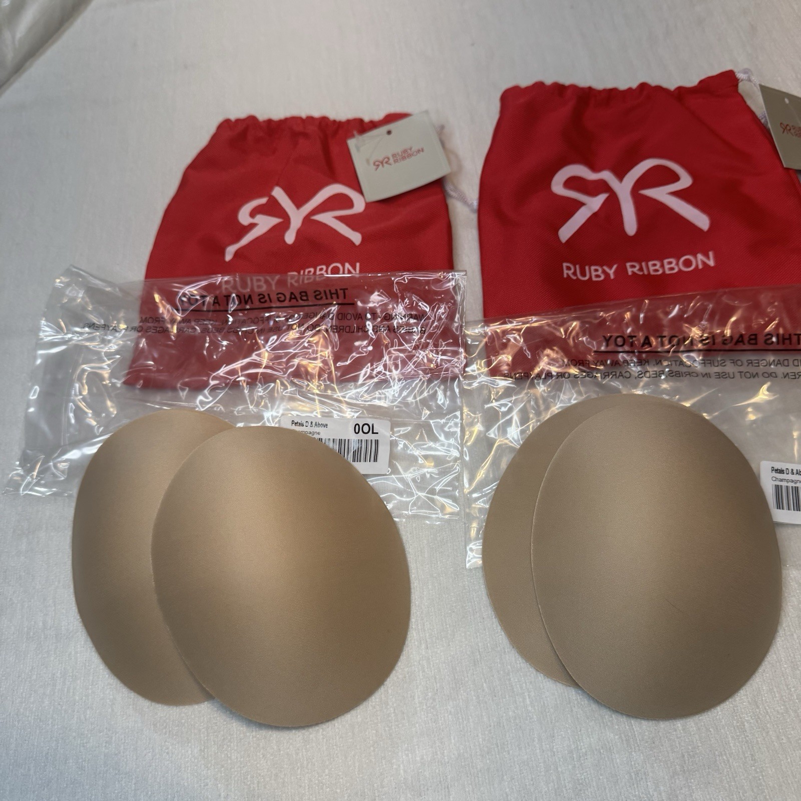 Ruby Ribbon Petals D & Above Bra Inserts Pads 0OL Champagne Nude NWT Set of 2