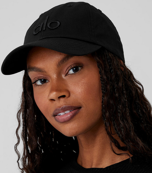 ALO black hat embroidered off-Duty black canvas women’s baseball cap