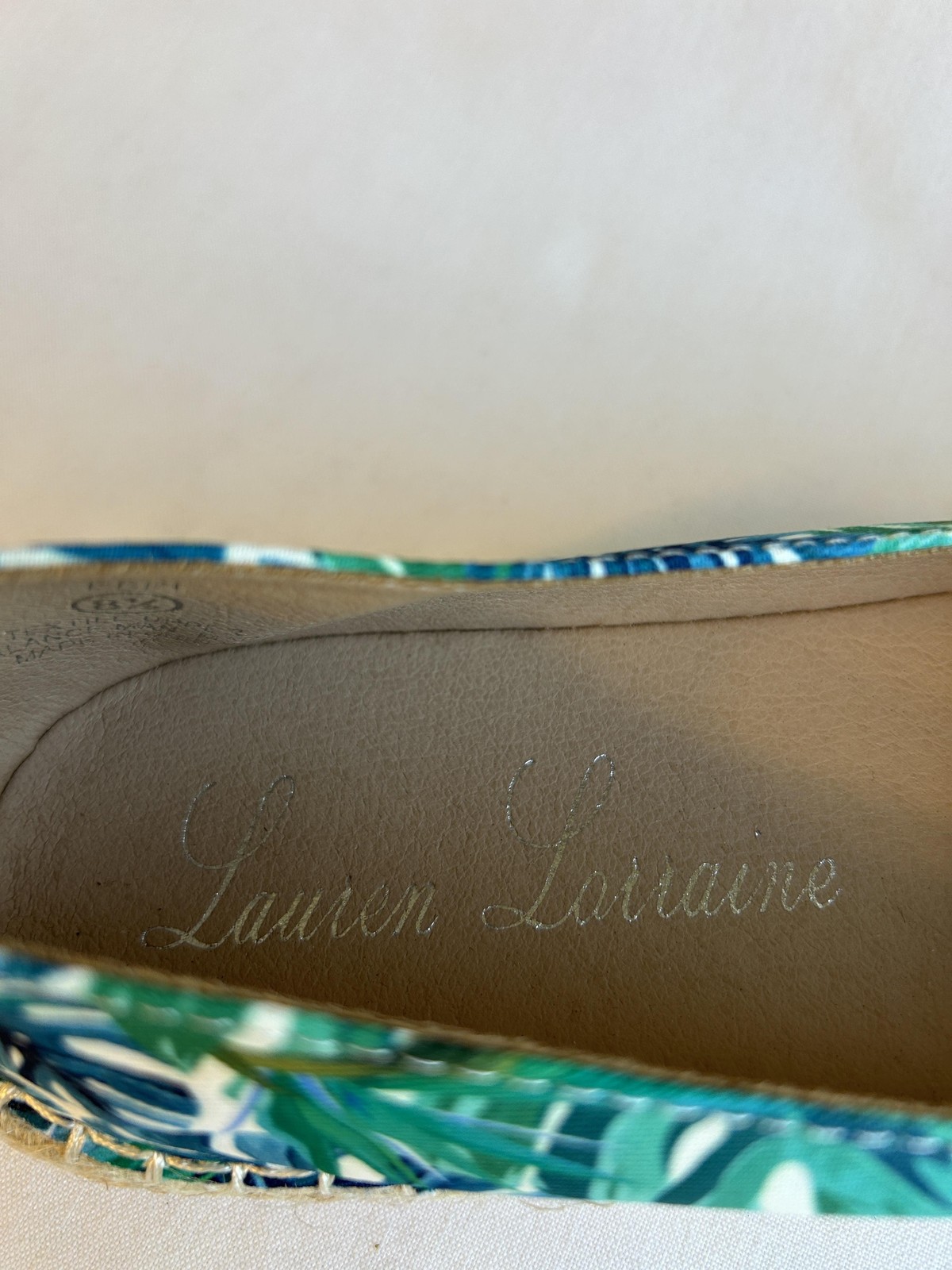 Lauren Lorraine Shoes Womens Size 8.5 Espadrille Flats Embellished Tropical ESPI