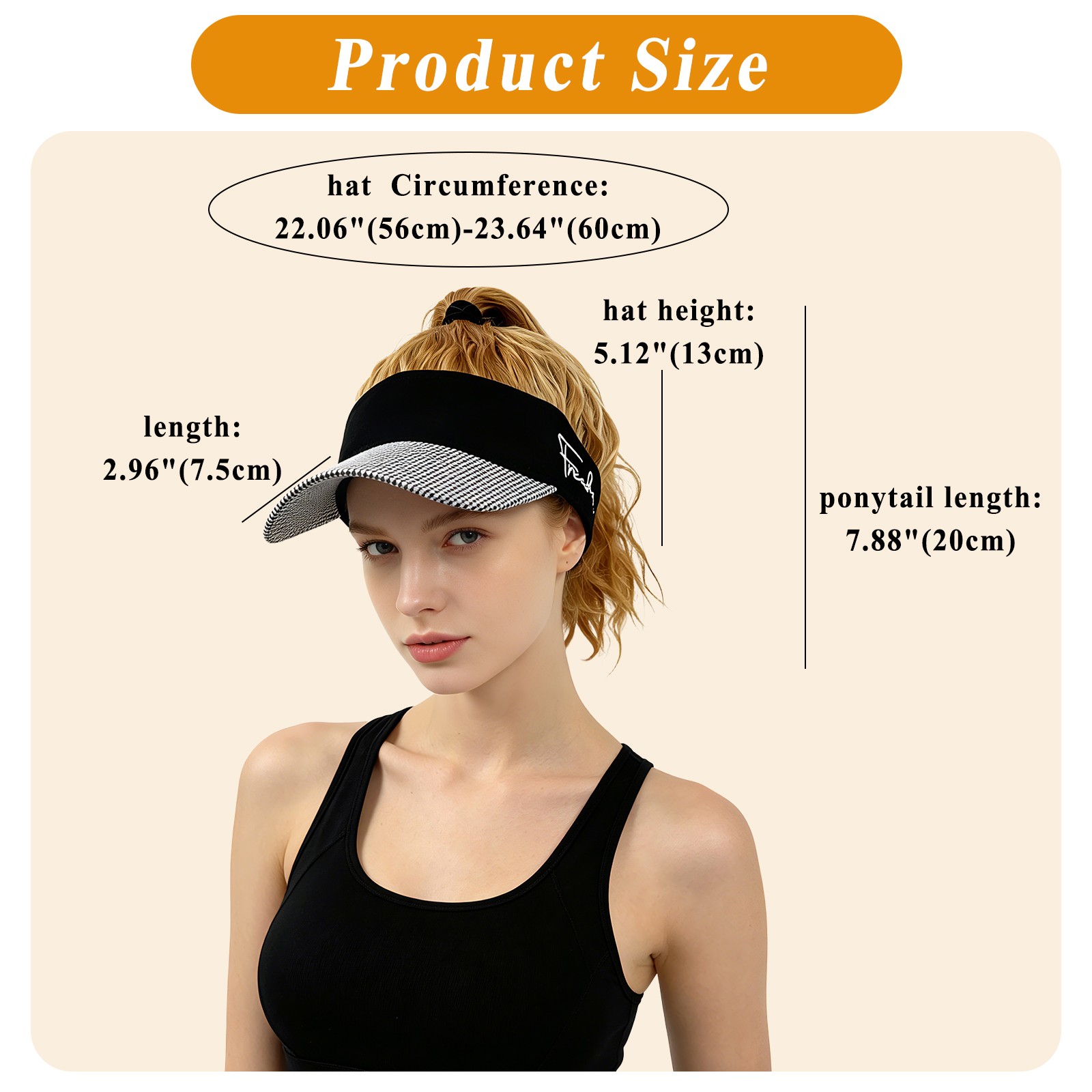 Women’s Baseball Cap with Attached Ponytail Wig Hair Sports Sun Hat Adjustable