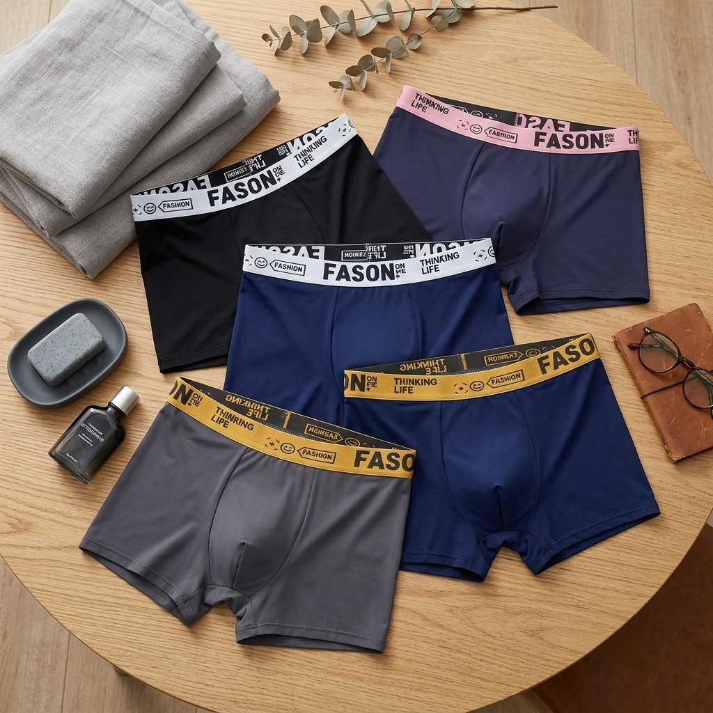 5Pcs Men’s Boxer Briefs Soft Breathable Summer Underwear S-XXL