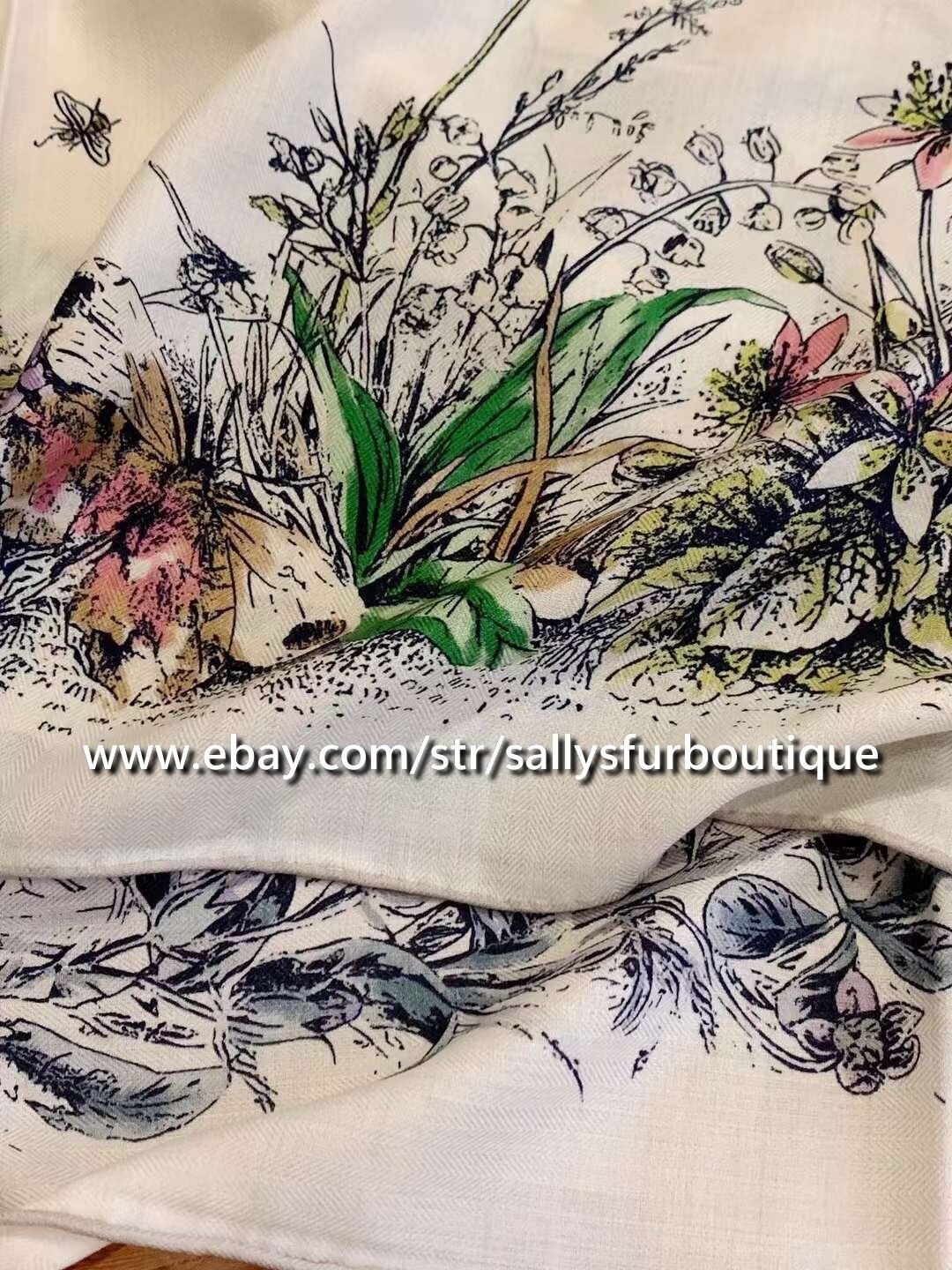 Sallys 75% Cashmere 25% silk Wrap Scarf Dragonfly Print Double Face Shawl 53″