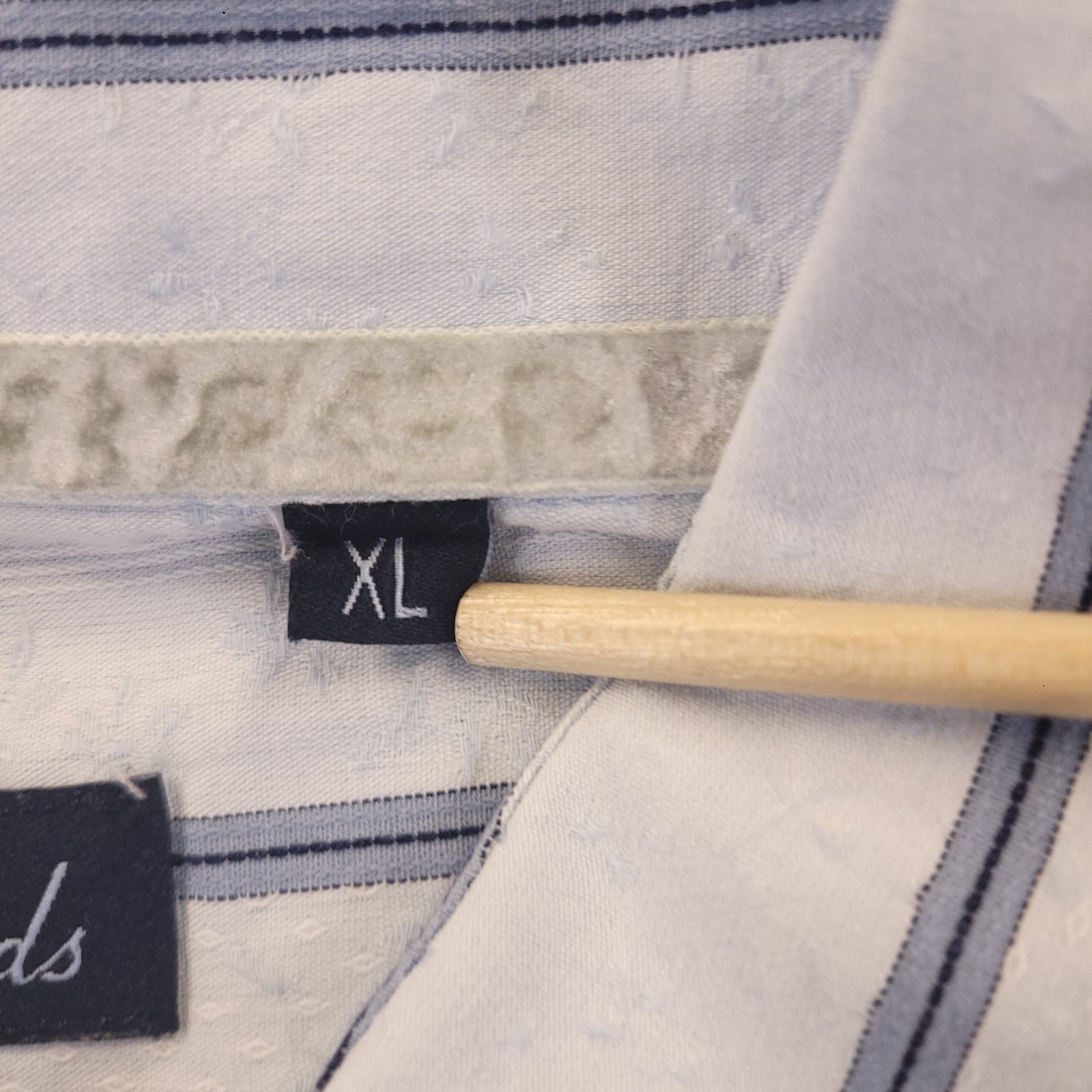 7D 7 Diamonds Shirt Mens XL Cotton White Striped Spread Collar