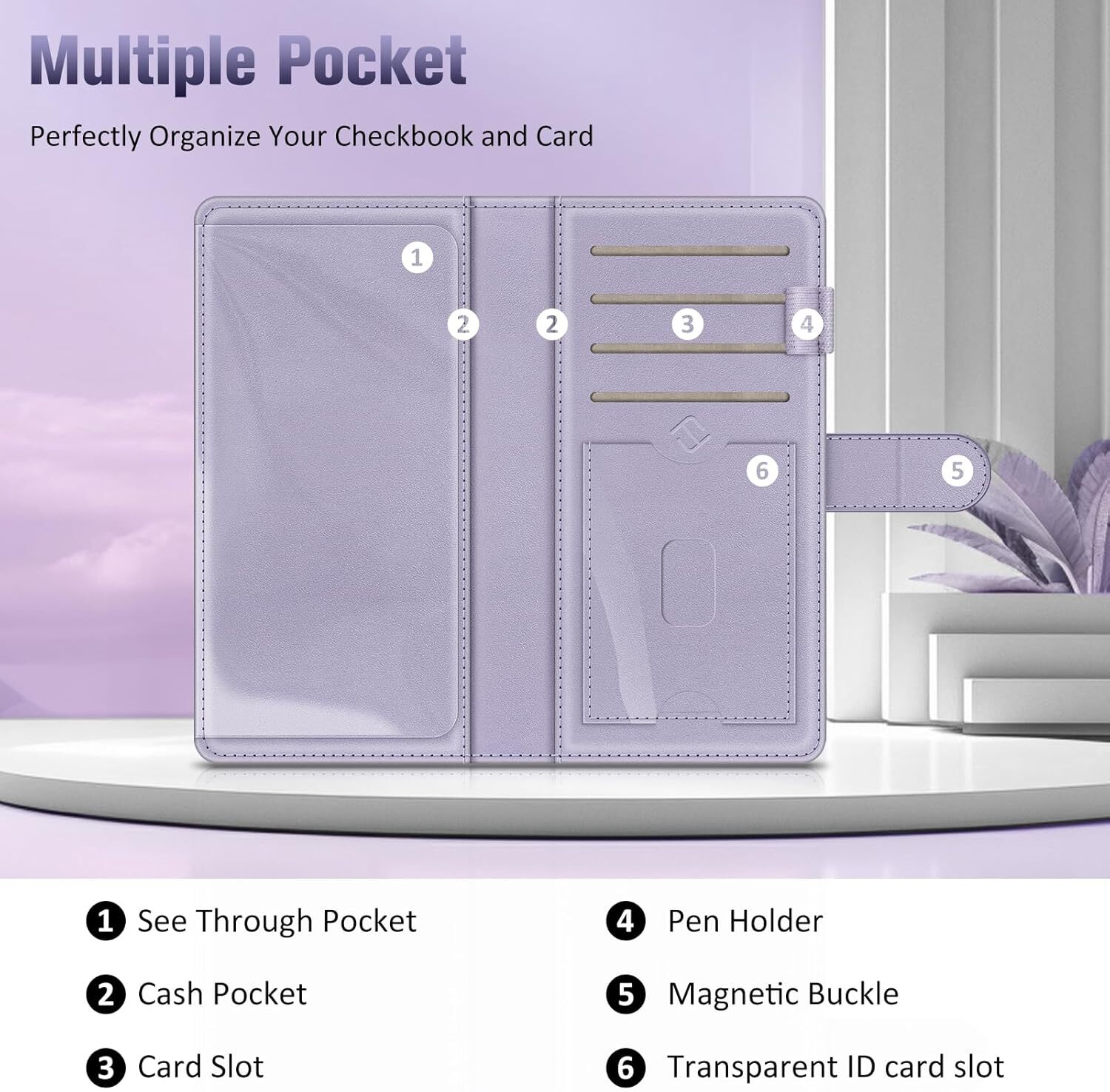Checkbook Cover for Personal Checkbook RFID Blocking Register Duplicate Checks