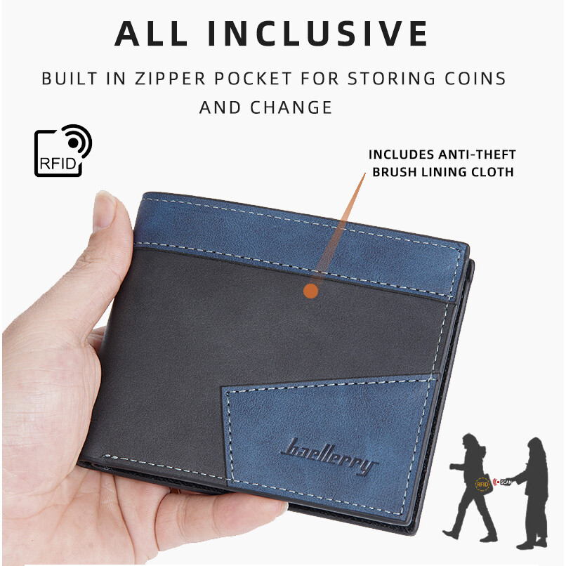 Men’s Leather Bifold ID Card Holder Purse Wallet Billfold Handbag Slim Clutch
