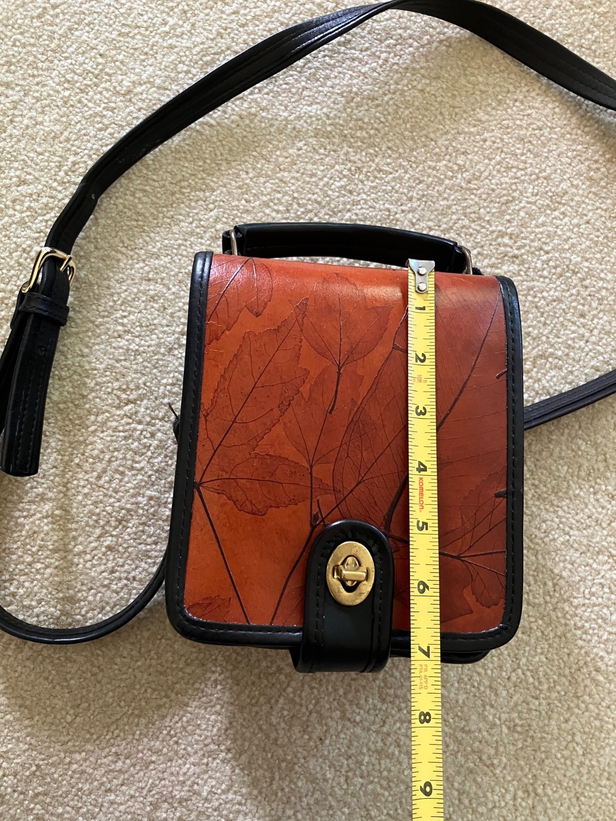 EUC Leaf Leather Hand Made C.L. Whiting Cross Body Bag Vintage Large Handbag