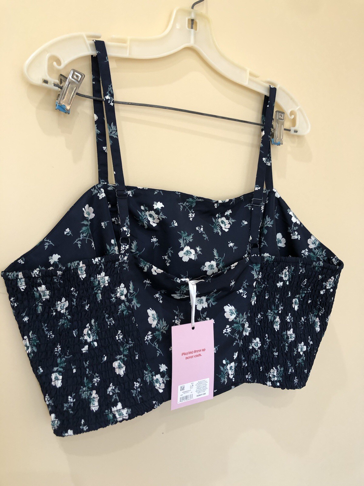 Old Navy Crop Top Cami Bra Navy Blue Beige Flowers Plus Size XXL Women’s