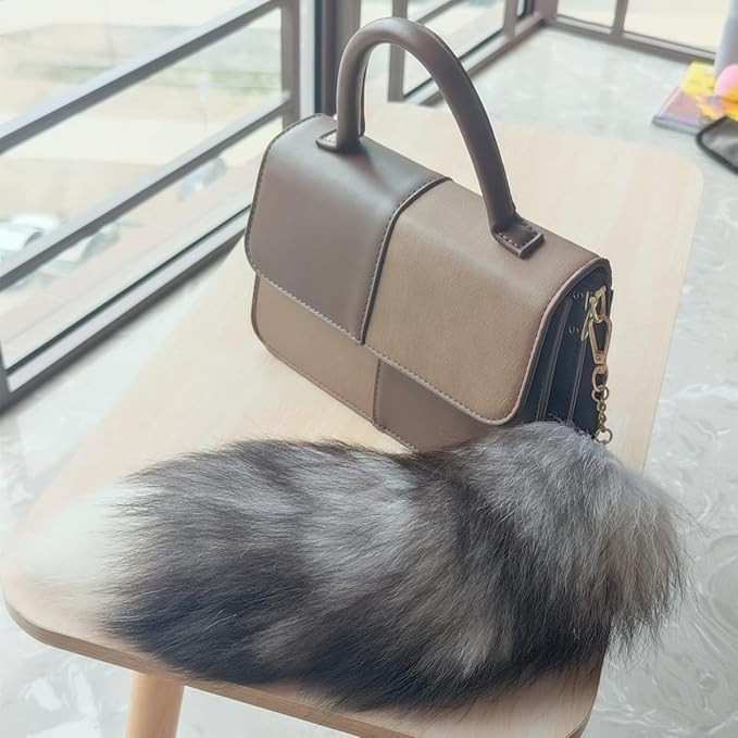 Fluffy Real Fox Fur Tail Keychain Tassel Bag Cosplay Toy Handbag Accessory Hook