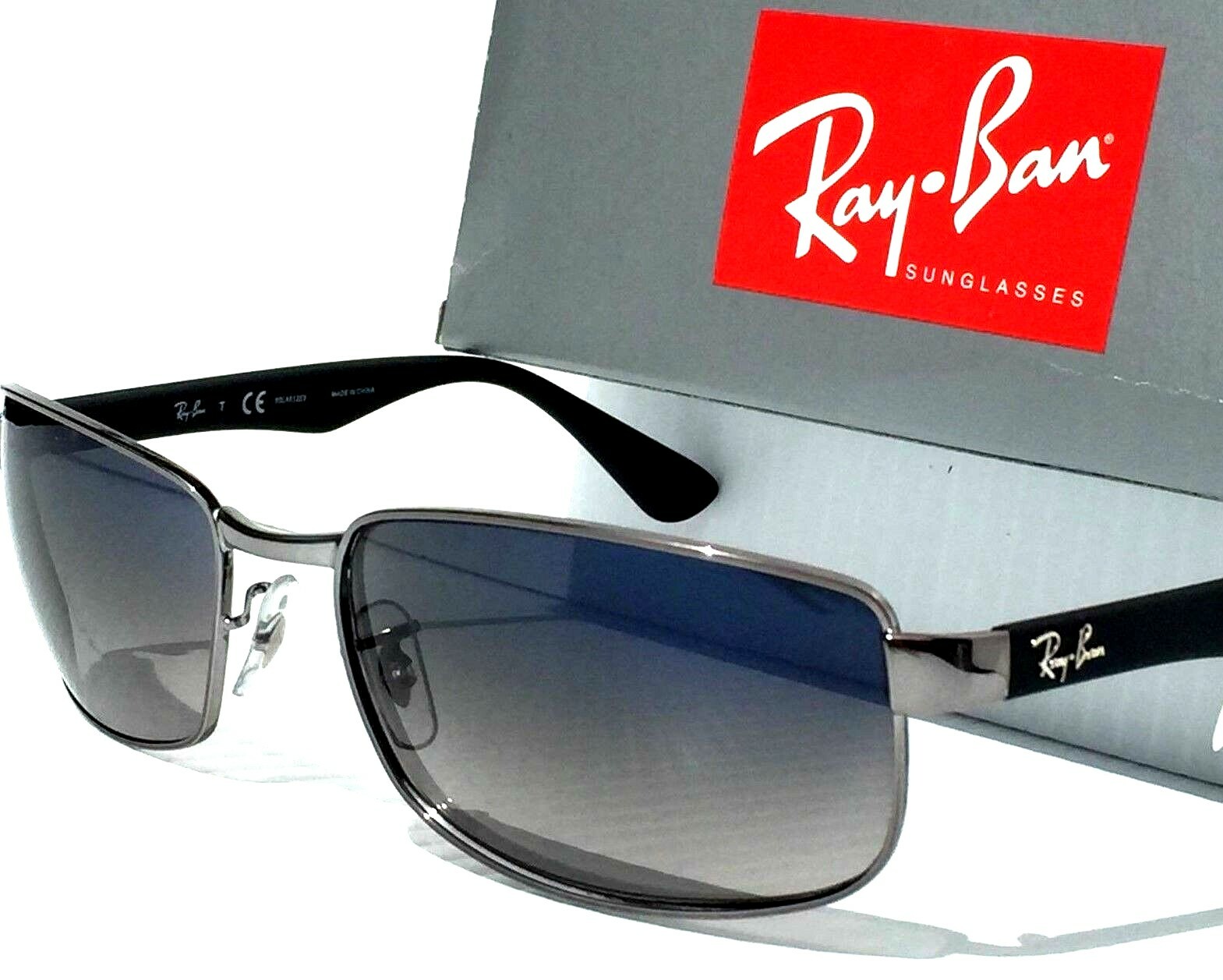 NEW* Ray Ban Gunmetal & Black w POLARIZED Grey Blue Lens Sunglass RB 3478 004