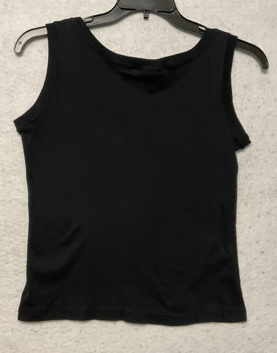 NY-5 Tank Top Womens Small Black Fish Graphic Scoop Neck Nautical Beach