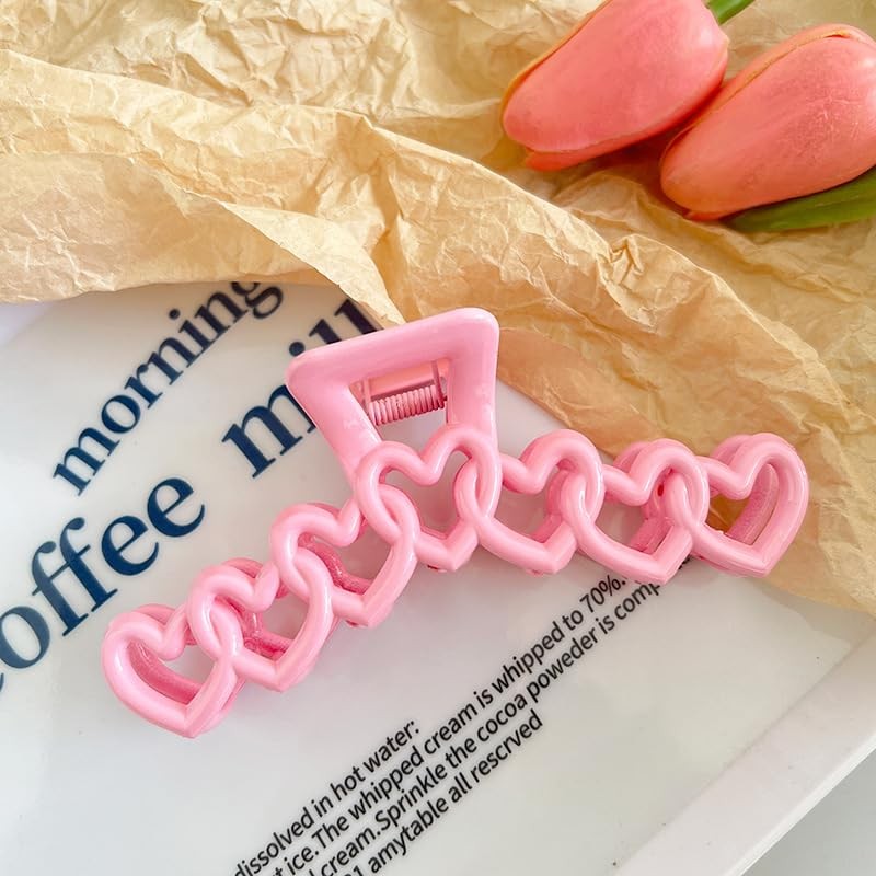 1 PCS Light Pink Heart Hair Claw Clip, Thick Hair, Valentines, Accessories