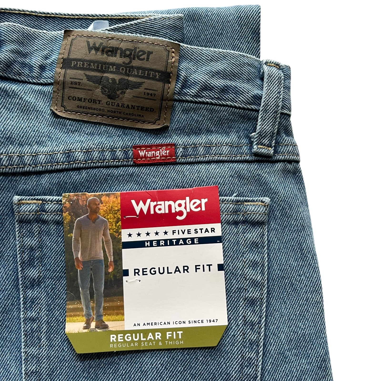NWT Wrangler Men’s Five Star Premium Denim Regular Fit Jeans 4 Colors All Sizes