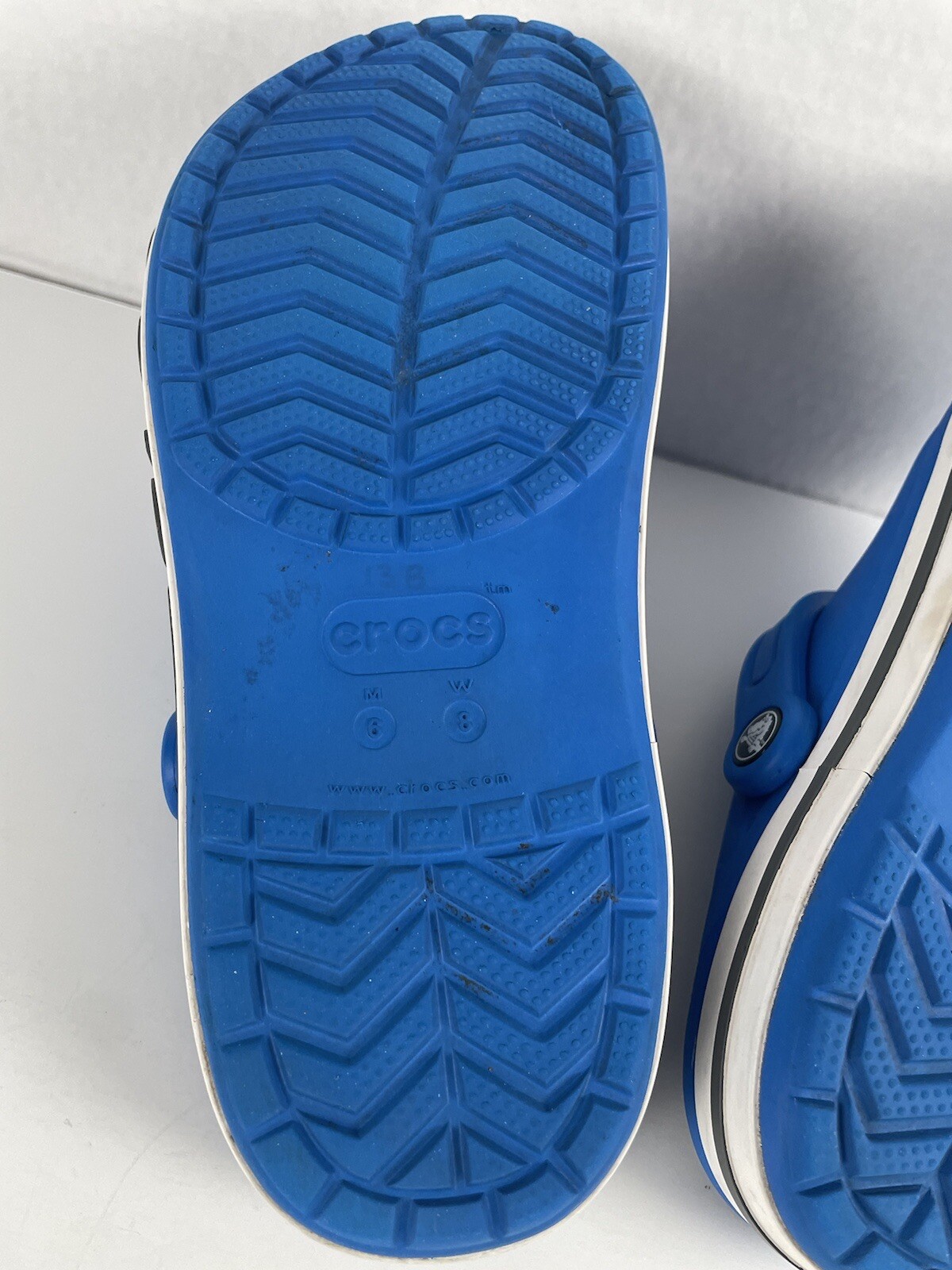Crocs Sandals Adult Unisex Womens 8 Mens 6 Bayaband Blue Slide Great Condition
