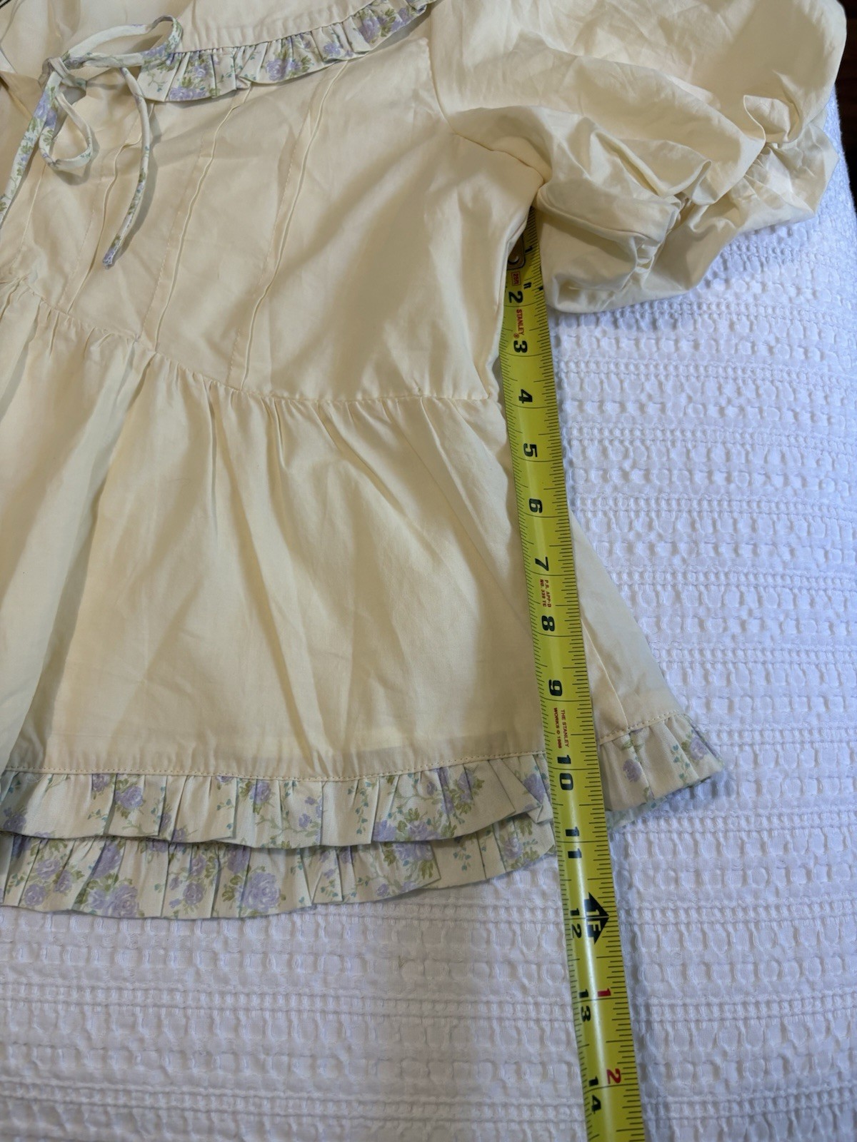 &merci NWT Medium Peter Pan Collar Puff Sleeve Babydoll Top Cream Floral