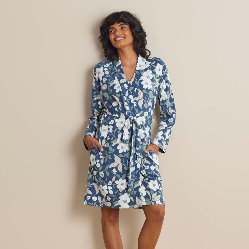 Printed Pima Cotton Women’s Kimono Robe