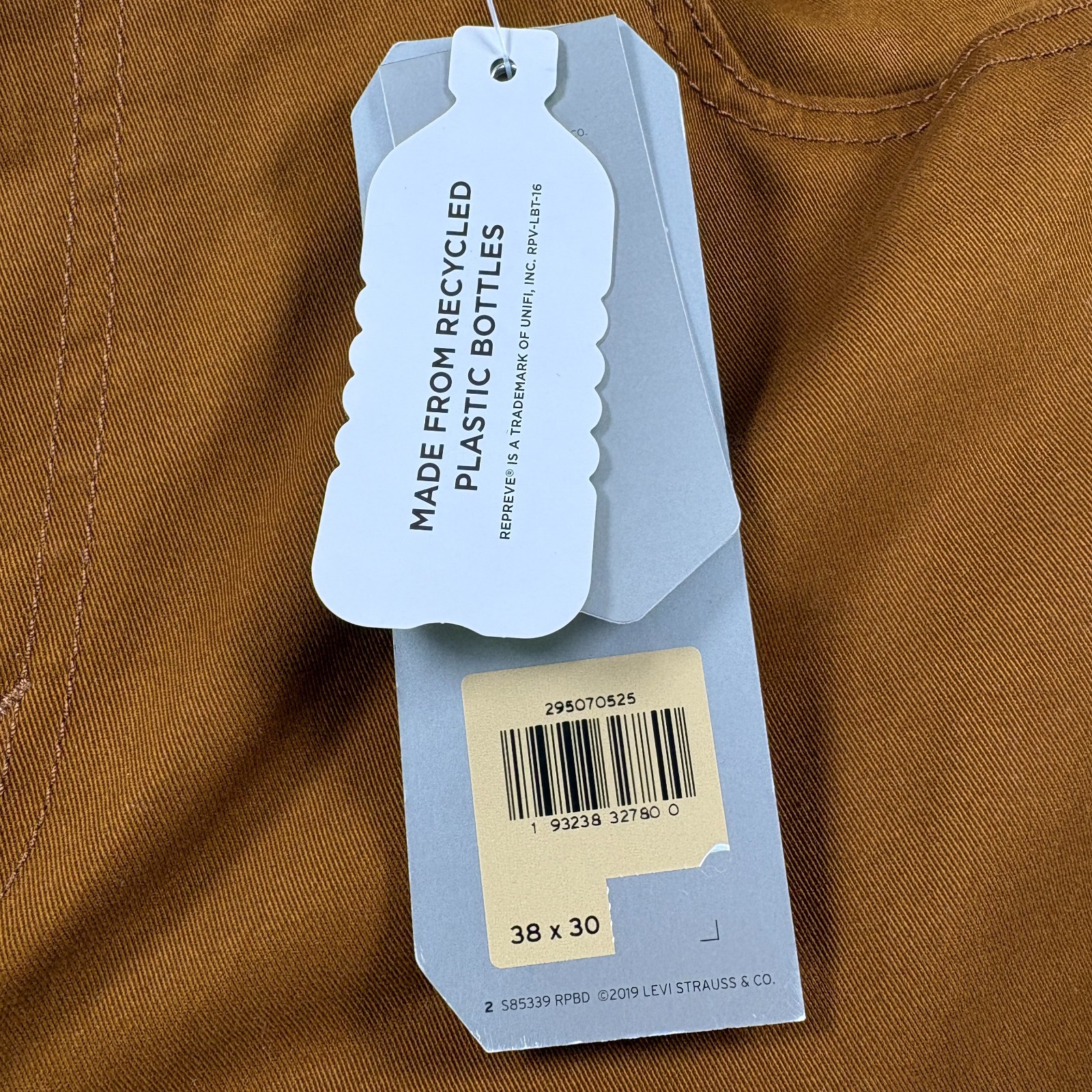 Levis 502 Taper Mens 38×30 Brown Stretch All Seasons Tech Jeans NWT