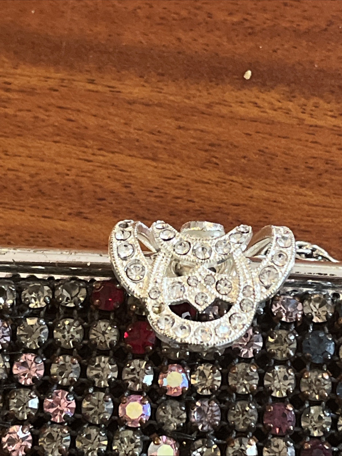 Beautiful Vintage Colorful Rhinestone clutch Made In West Germany READ