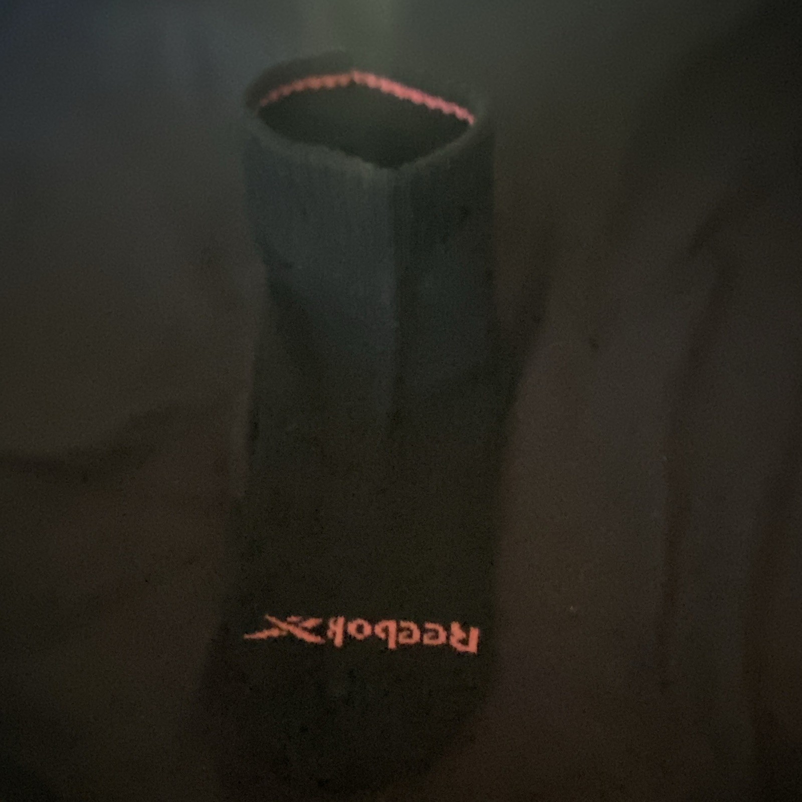 Reebok Teens M Black No-Show Athletic Socks Cotton Blend Orange Logo