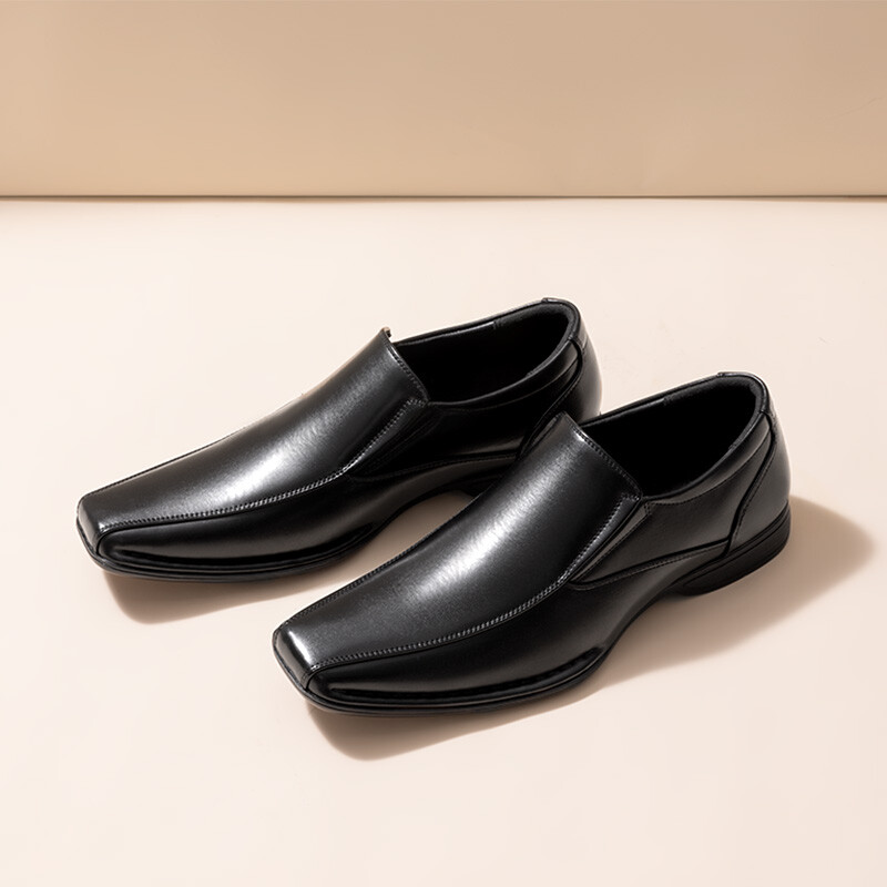 Mens Oxford Shoes Slip On Loafers Square Toe Business Wedding Dress Shoes