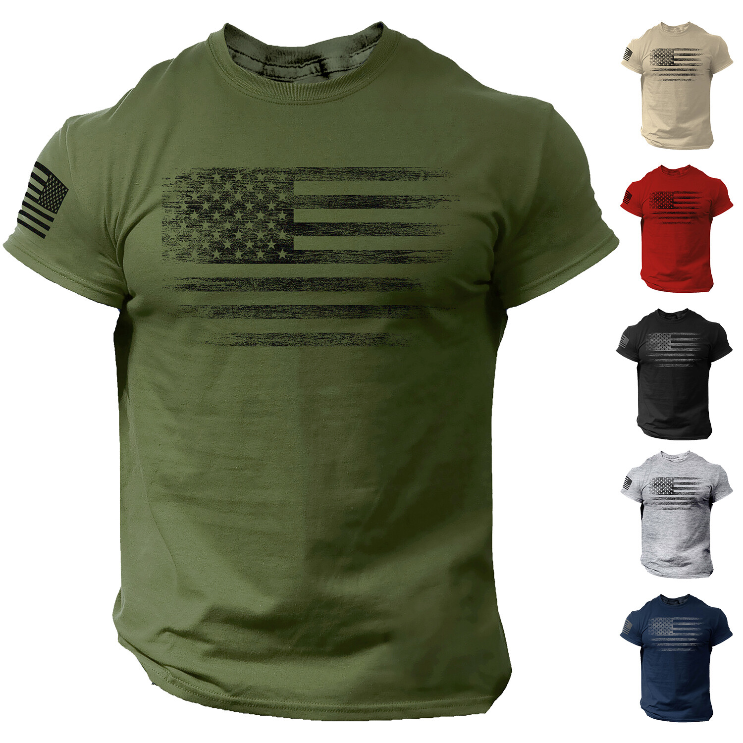 USA Distressed Flag Men T Shirt Patriotic American Tee S – 2XL