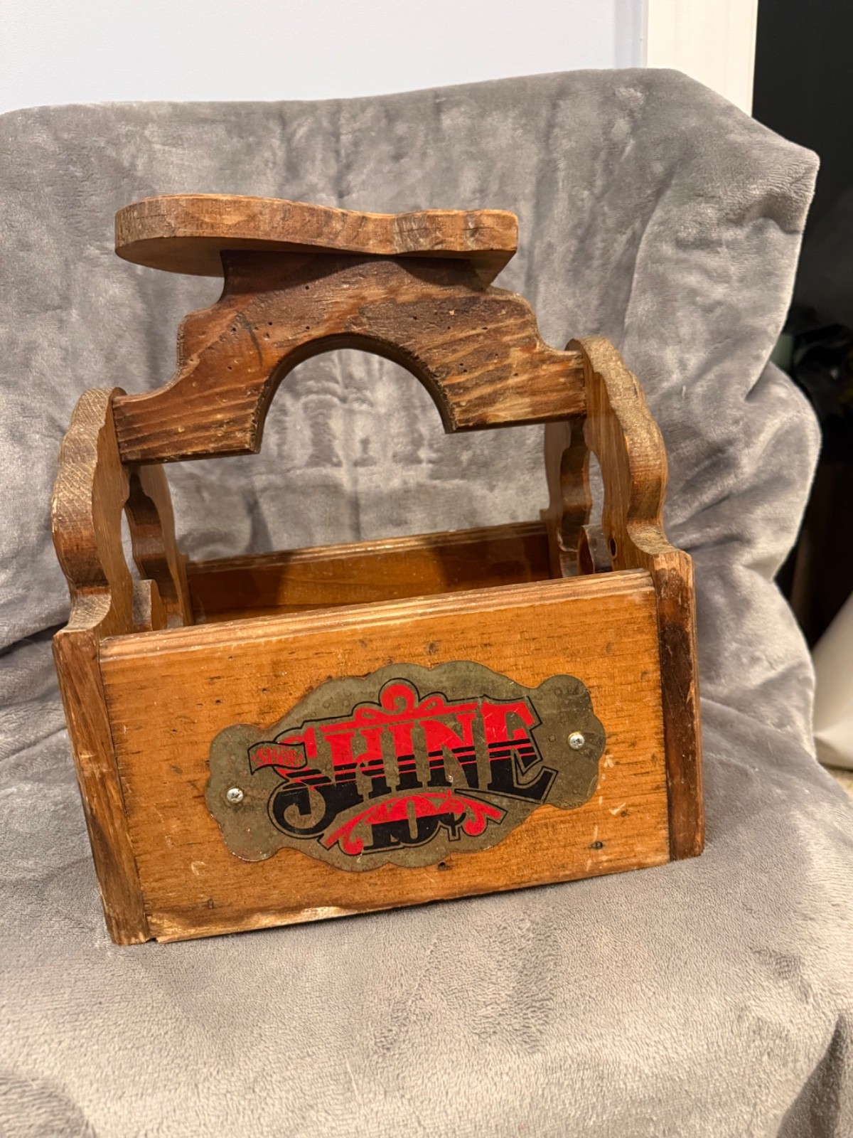 Vintage Wood & Metal Shoe Shine Box “10 Cent Shine” Shoeshine 12x10x8 See Photos