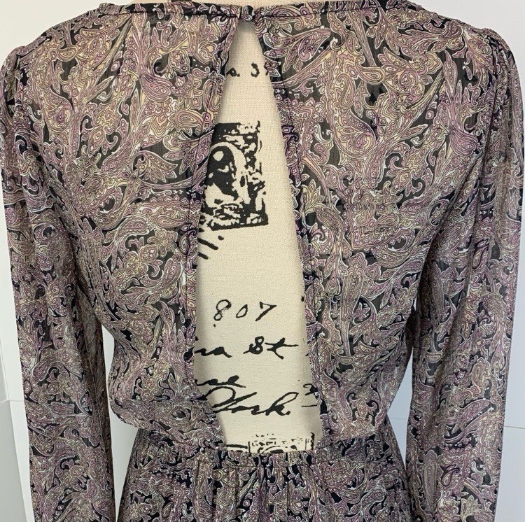 Lovestitch Women Small Maxi Dress Paisley Victorian Chiffon Tassels Sheer Boho