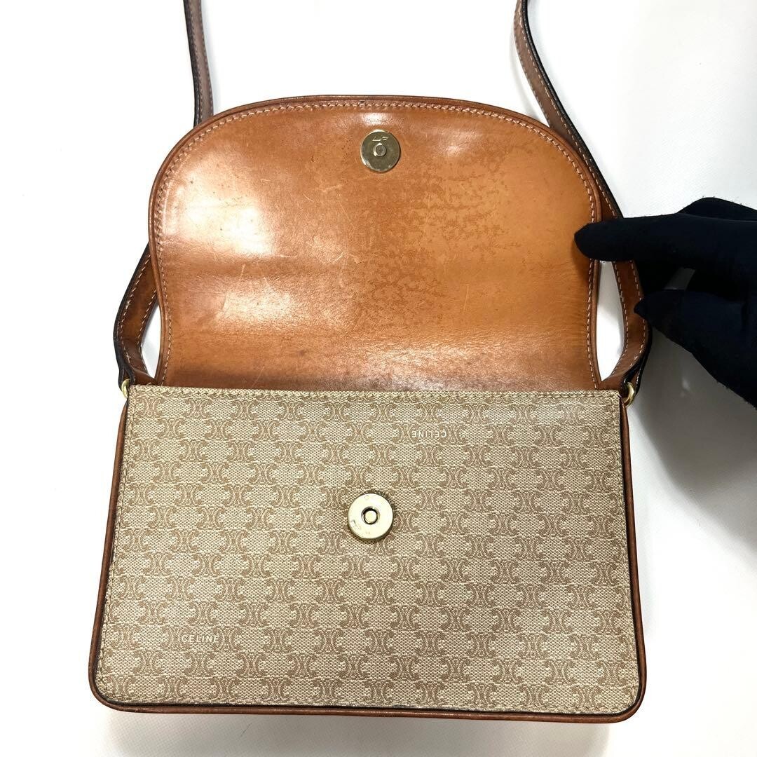 CELINE Shoulder bag Macadam Horsebit Beige Vintage Authentic From Japan