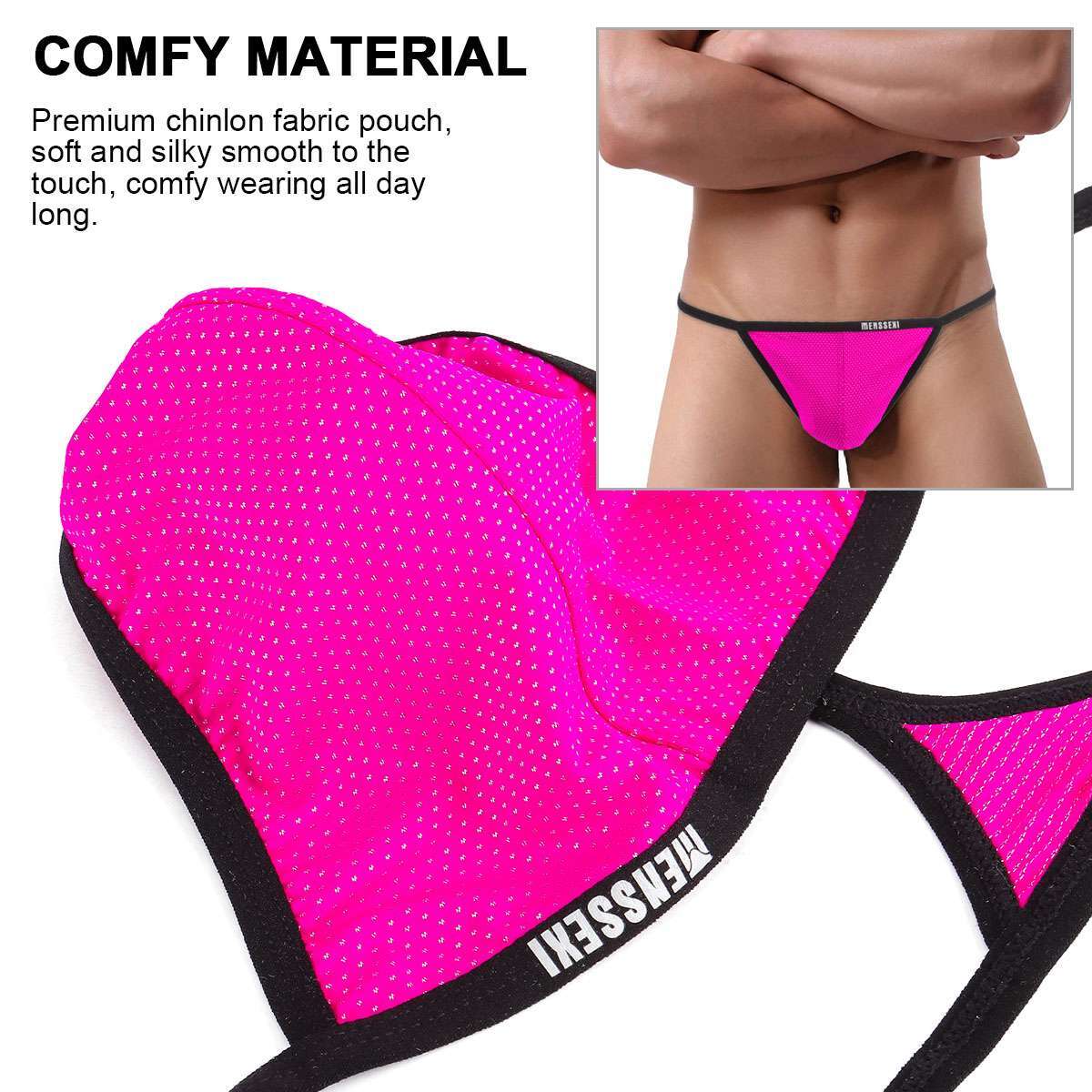 1-3Pcs Sexy Mens T-Back G-string Thong Bikini Underwear Mesh Sheer Pouch Thongs