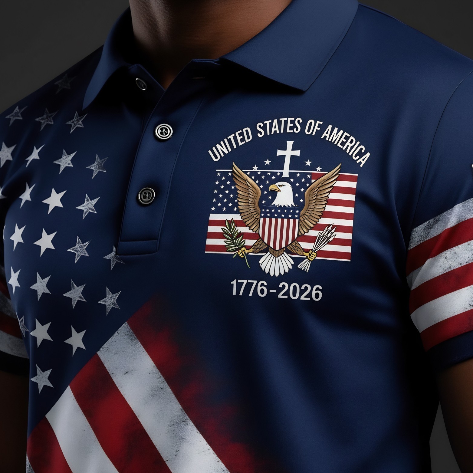 250th Anniversary Patriotic Polo Mens United States Of America 1776-2026 (S-5XL)