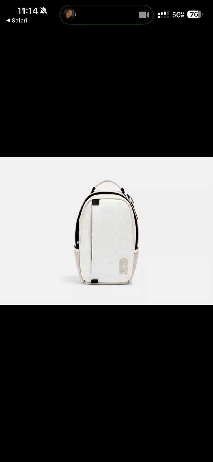 NWT COACH Signature Unisex Edge Leather One Shoulder Backpack Beige/White Medium