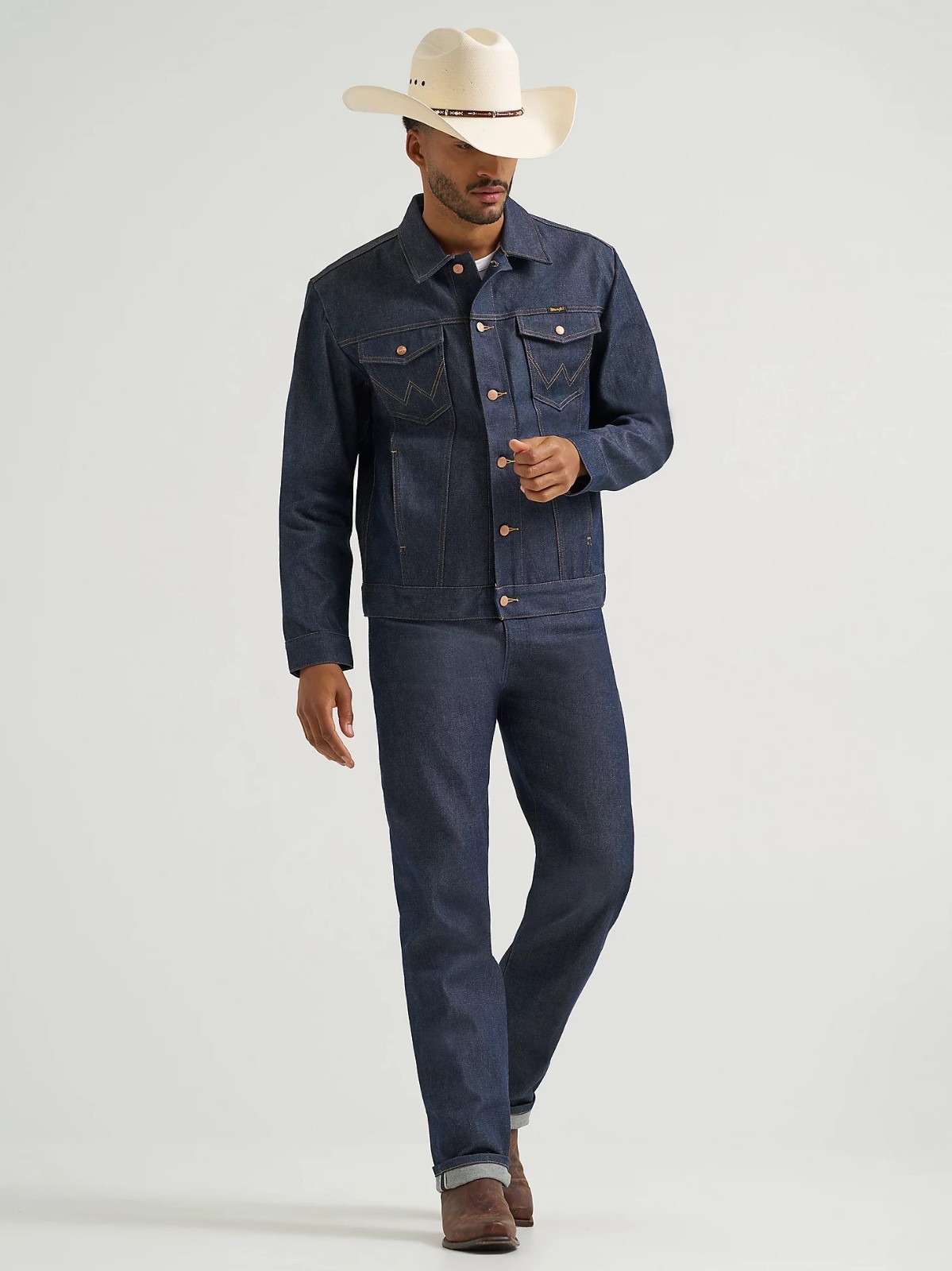 Wrangler 13MWZ Men’s Jeans 100% Cotton Selvedge Denim Broken Twill Dark Indigo