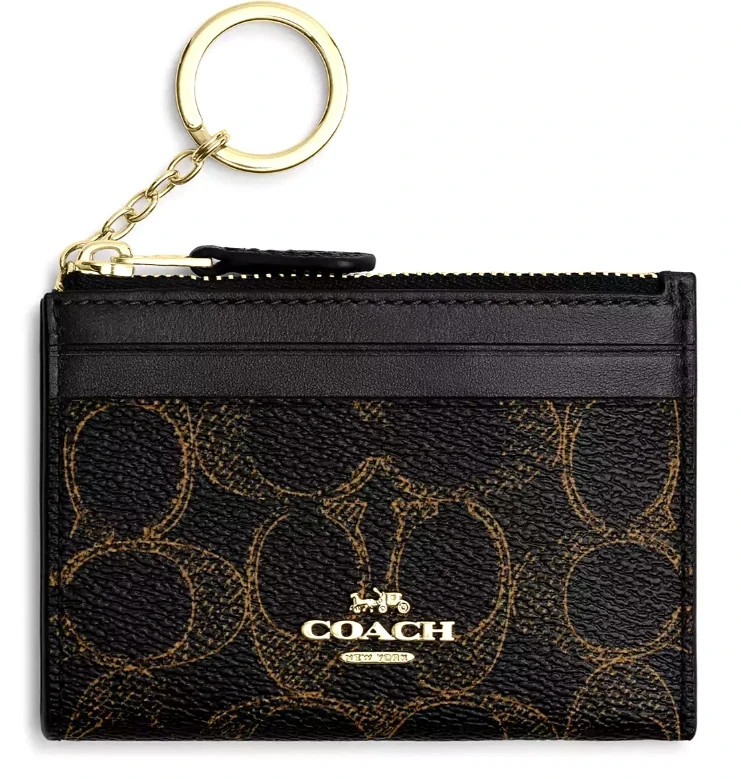 Mini Skinny Id Case – CE120 Brown/Gold Loved Signature Canvas & Leather –