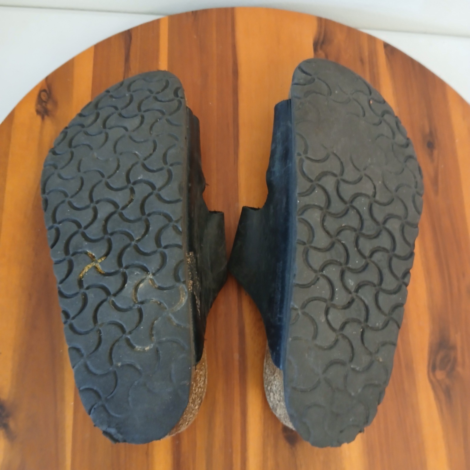 Birkenstock Arizona Sandals Mens 39 W8 M6 Black Leather Double Strap Slides