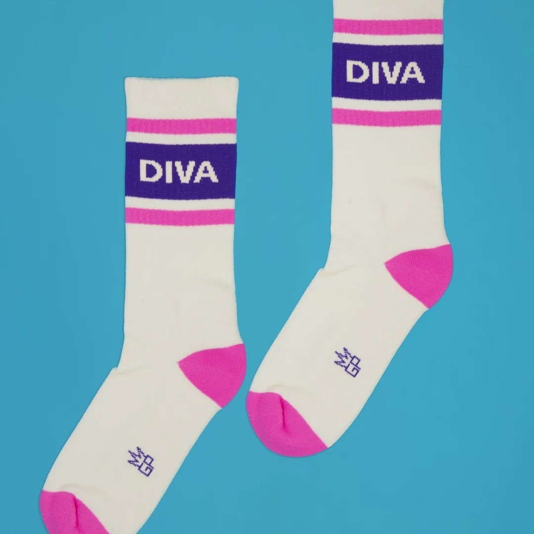 DIVA Socks by Gumball Poodle Unisex Ribbed Gym Crew Socks Novelty Socks Gift