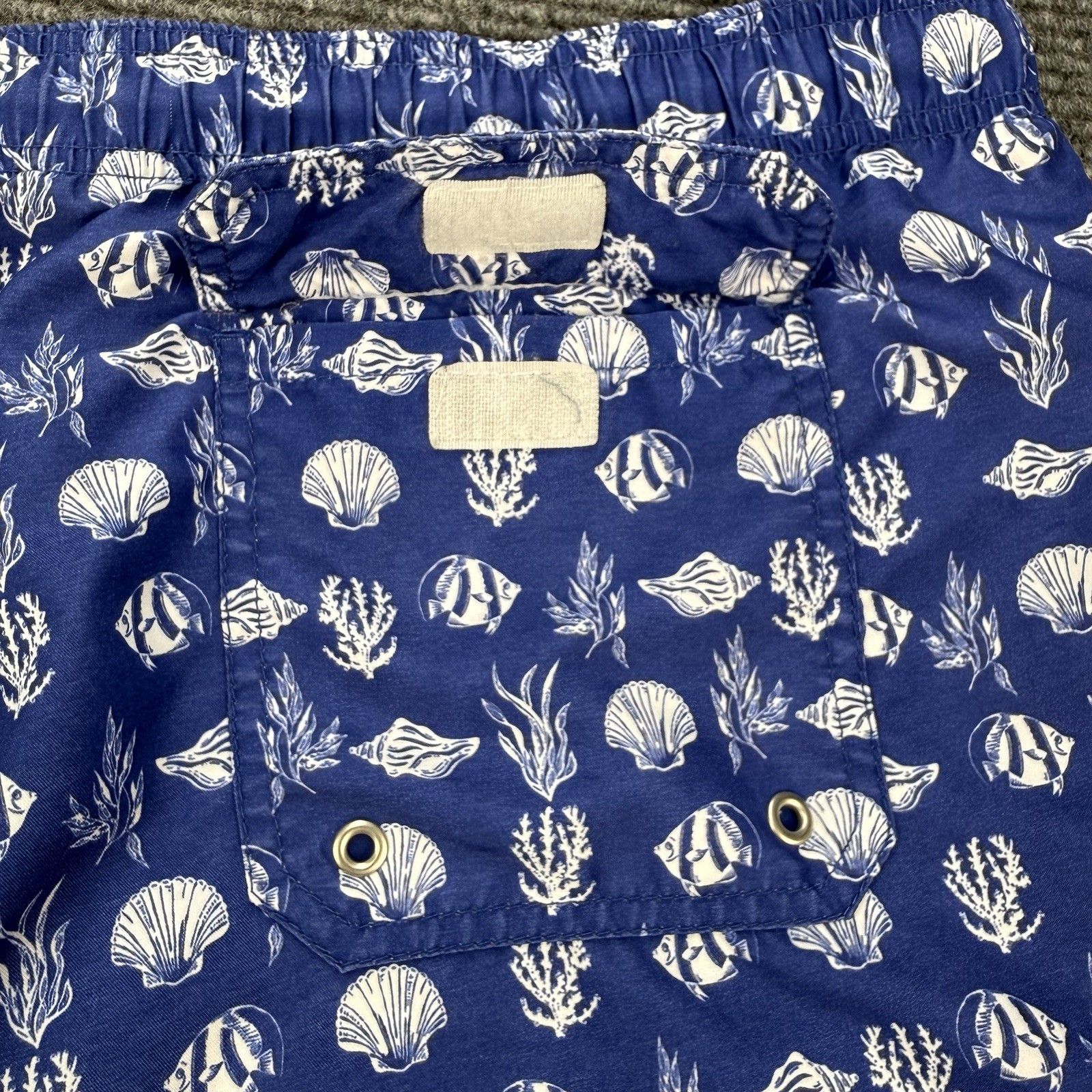 Newport Blue Men’s Swim Trunks 2XL Blue Fish Coral Print Mesh Lined Shorts