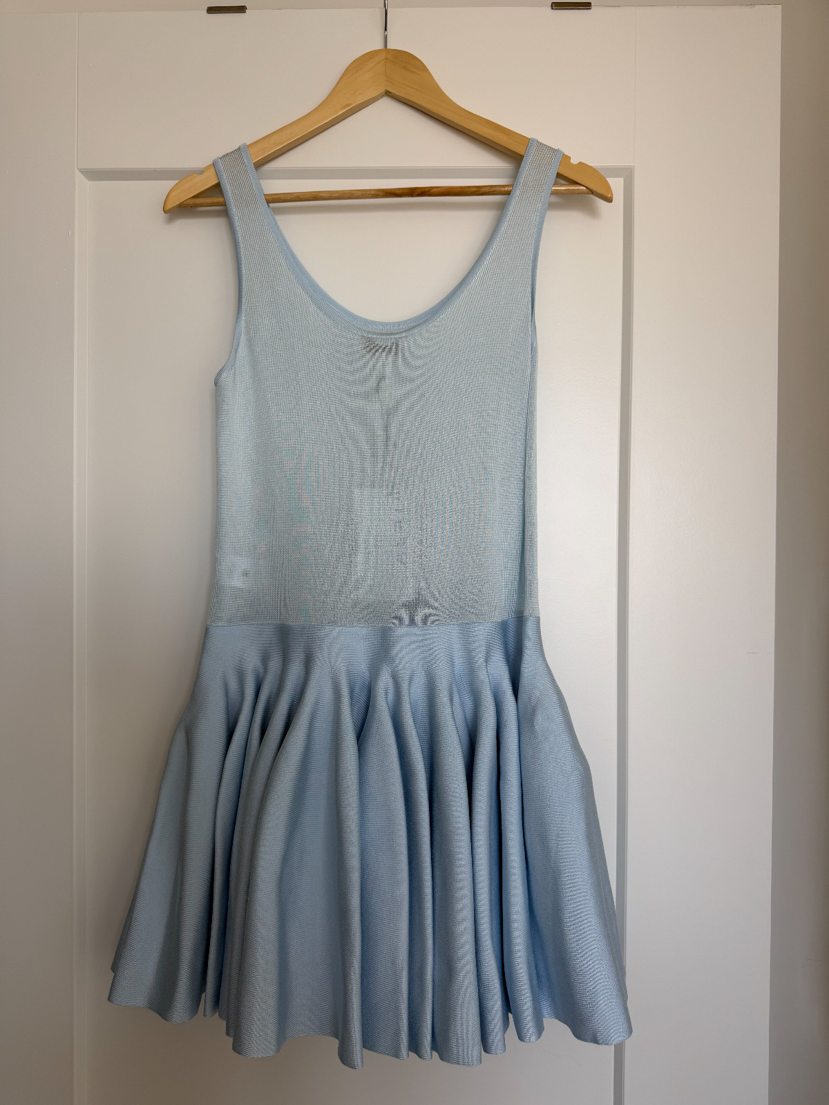 ALAÏA Mini Godet Dress – Bleu Neige – FR 34