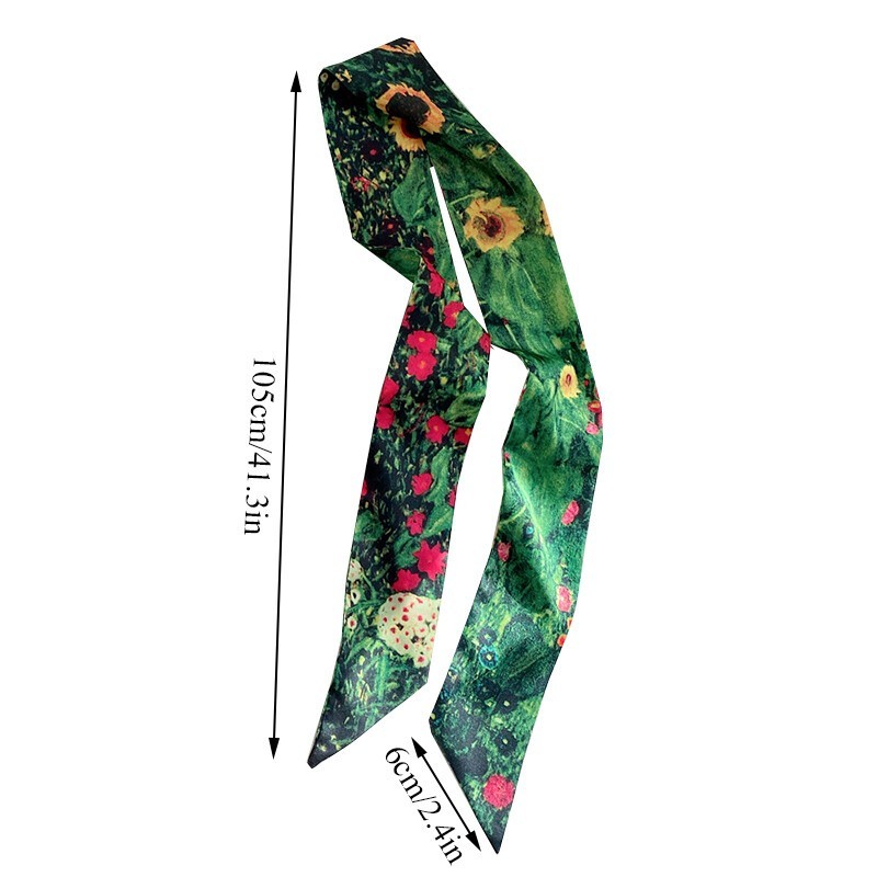 Floral Skinny Satin Scarf / Head Scarves / Skinny tie / Handbag handle wrap New