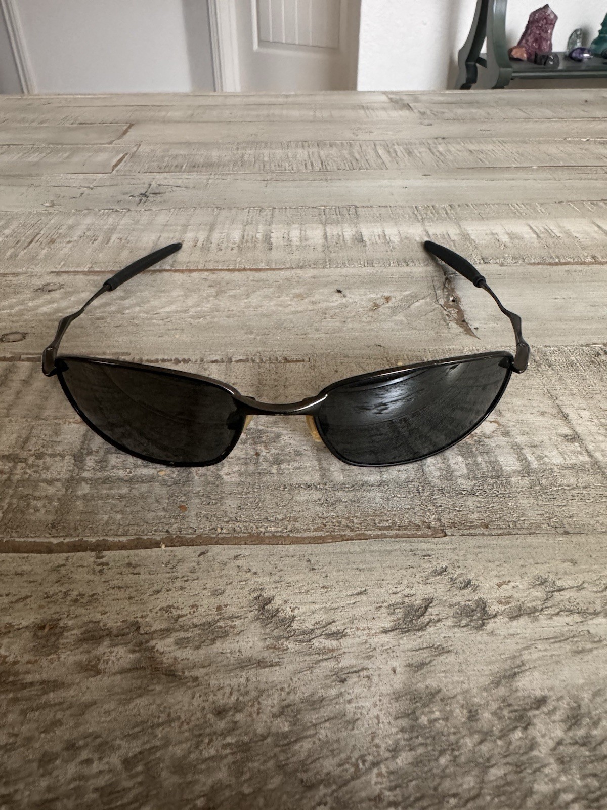 Oakley Whisker Pewter Black Sunglasses Frames 12-849 60-19 Polarized Metal Oval